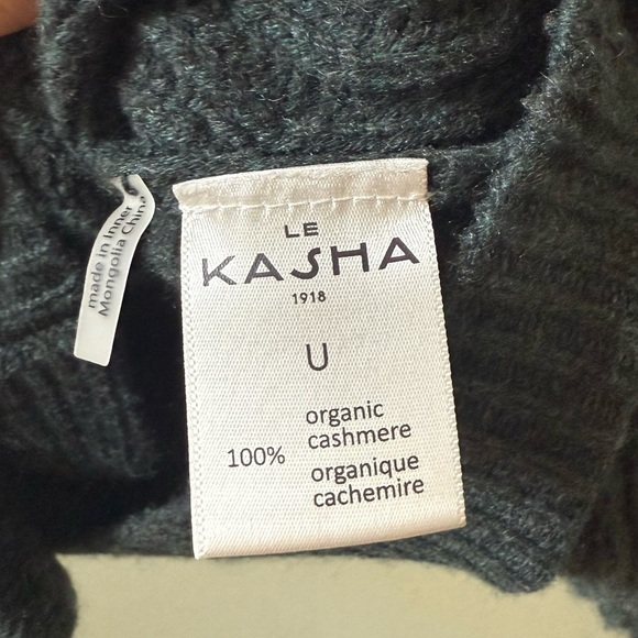 LE KASHA Monaco Cashmere Cropped Ribbed Button Cardigan Green One Size - Picture 5 of 6